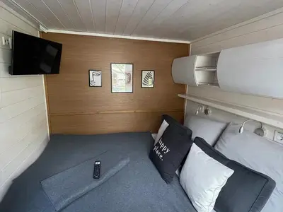 Cabin on Enjoy, a Woma D13* motorboat at Fürstenberg/Havel, Germany