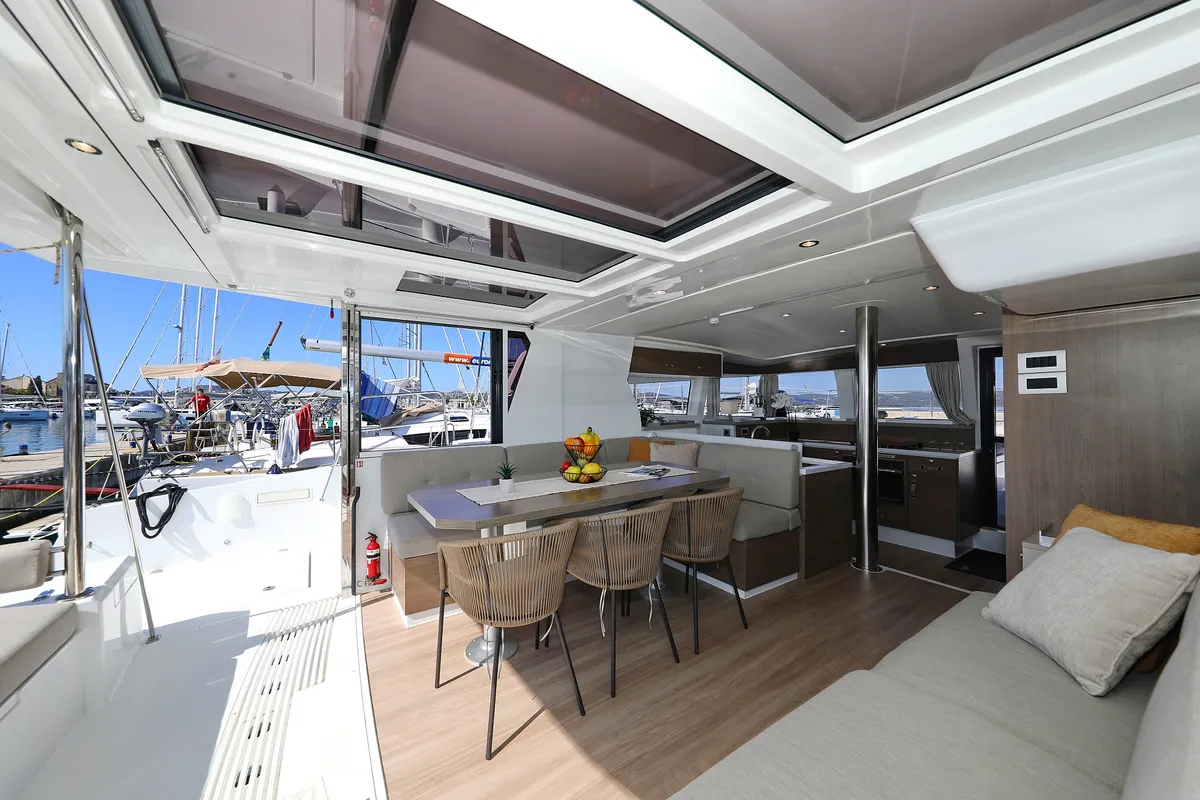 Salon of Altair, a Bali 4.2 catamaran at Grad Biograd na Moru, Croatia