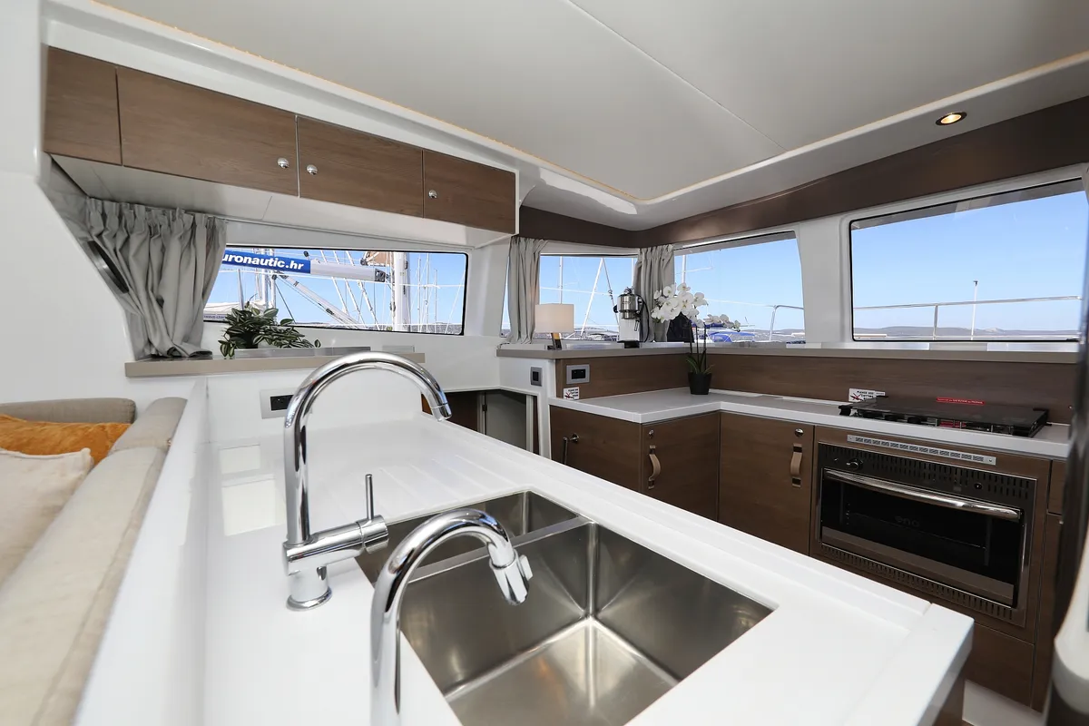 Galley of Altair, a Bali 4.2 catamaran at Grad Biograd na Moru, Croatia