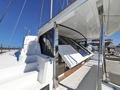 Deck of Altair, a Bali 4.2 catamaran at Grad Biograd na Moru, Croatia