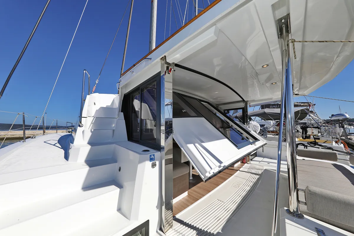 Deck of Altair, a Bali 4.2 catamaran at Grad Biograd na Moru, Croatia
