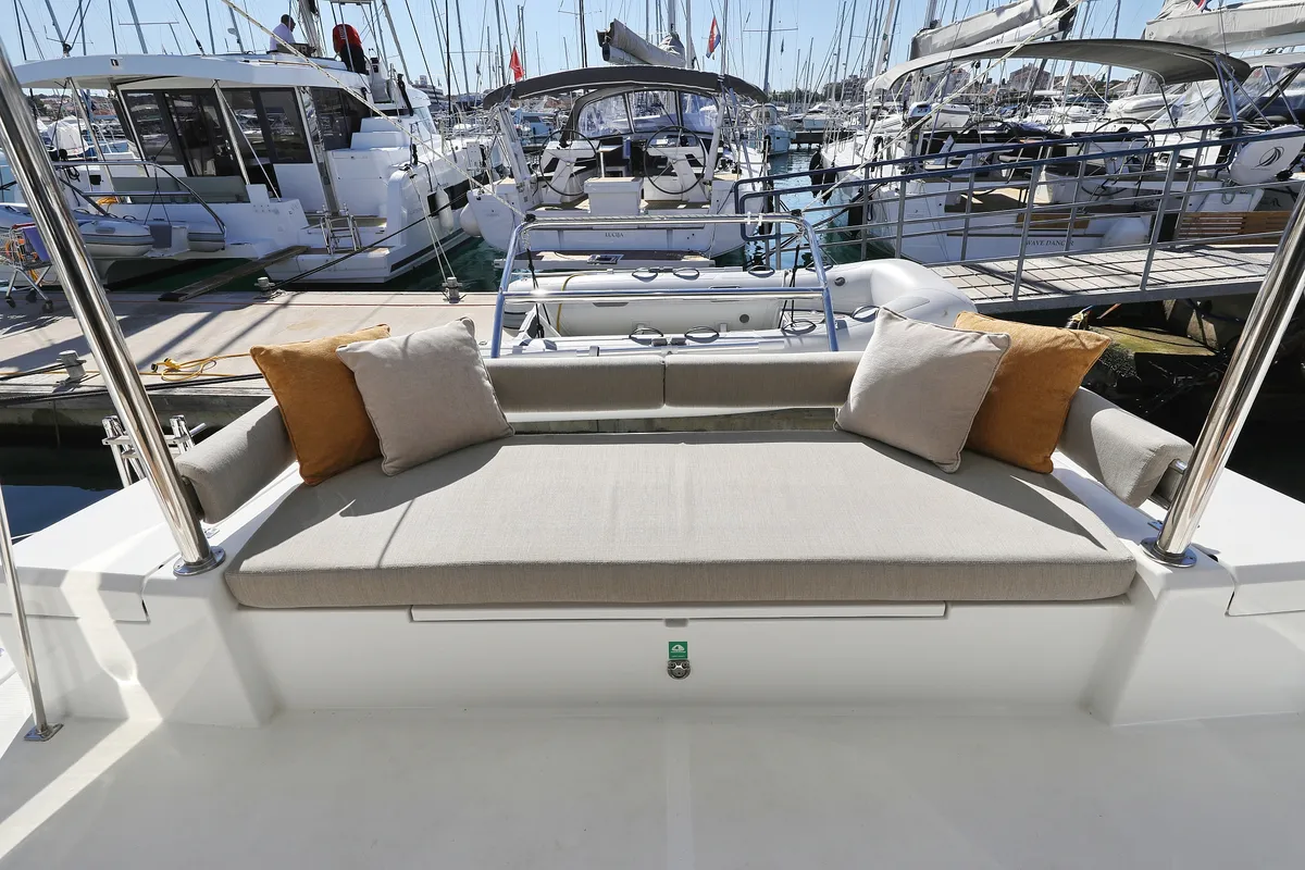Deck of Altair, a Bali 4.2 catamaran at Grad Biograd na Moru, Croatia