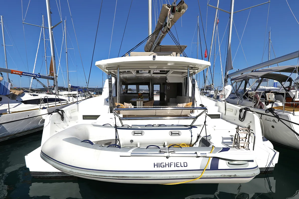 Exterior view of Altair, a Bali 4.2 catamaran at Grad Biograd na Moru, Croatia