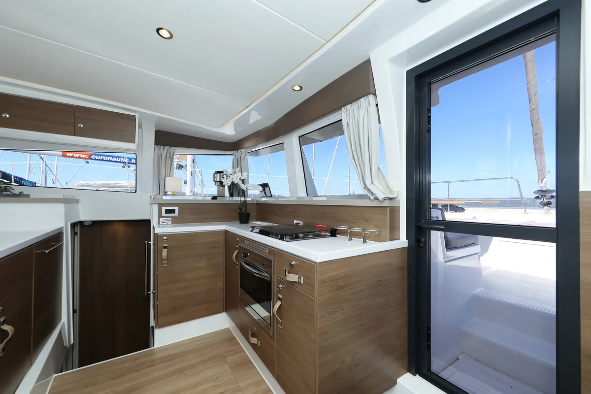 Galley of Altair, a Bali 4.2 catamaran at Grad Biograd na Moru, Croatia