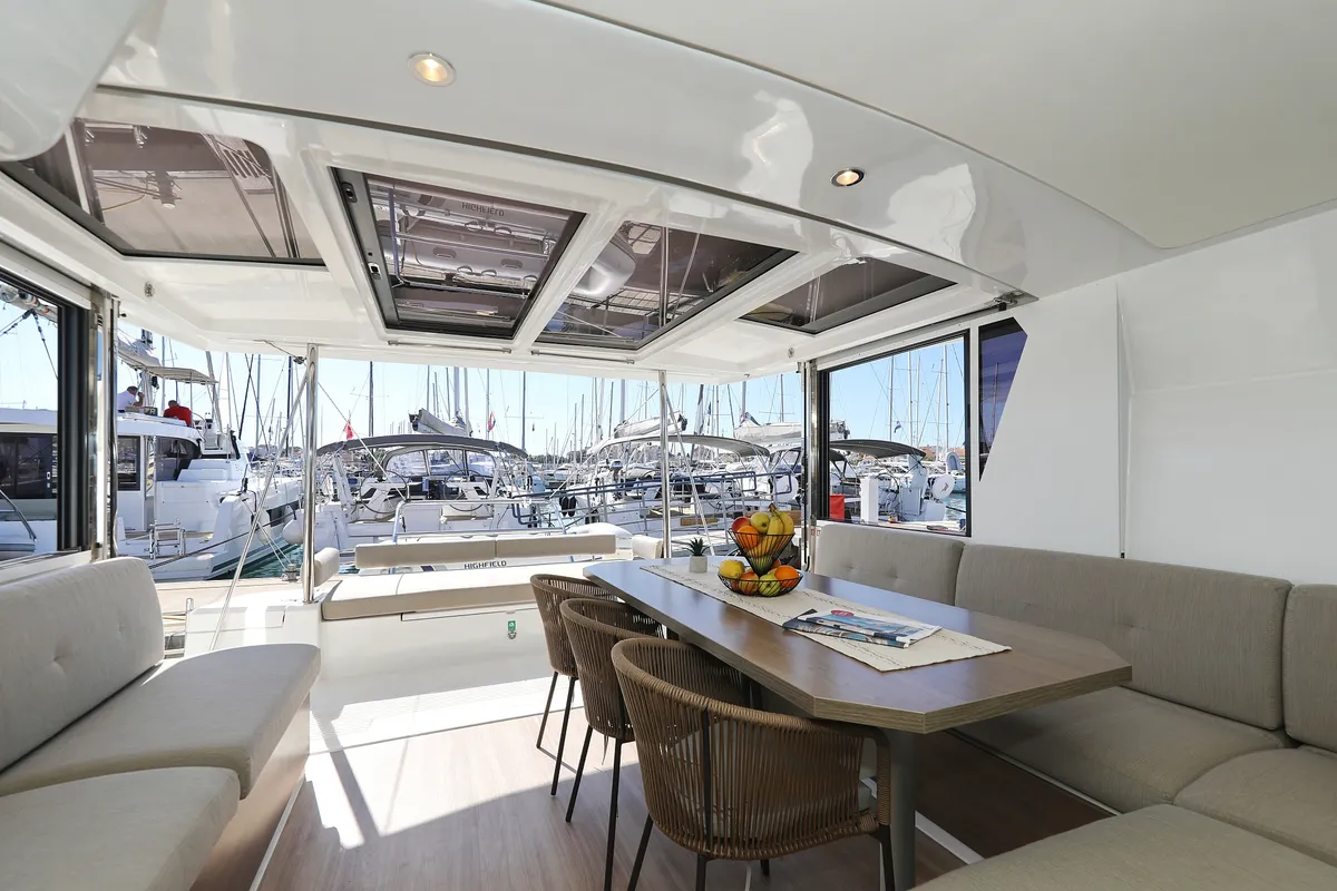 Salon of Altair, a Bali 4.2 catamaran at Grad Biograd na Moru, Croatia