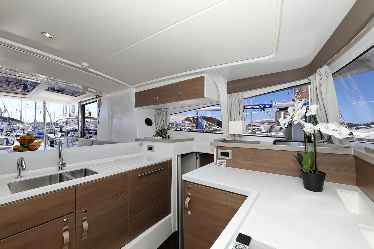 Galley of Altair, a Bali 4.2 catamaran at Grad Biograd na Moru, Croatia