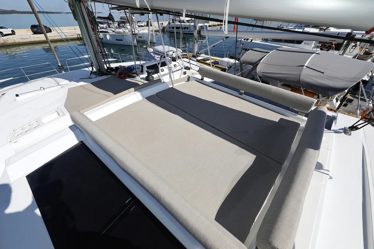 Deck of Altair, a Bali 4.2 catamaran at Grad Biograd na Moru, Croatia