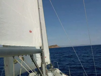 Exterior view of Christiana, a Beneteau Oceanis 34 sailboat at Municipal Unit of Nea Peramos, Greece
