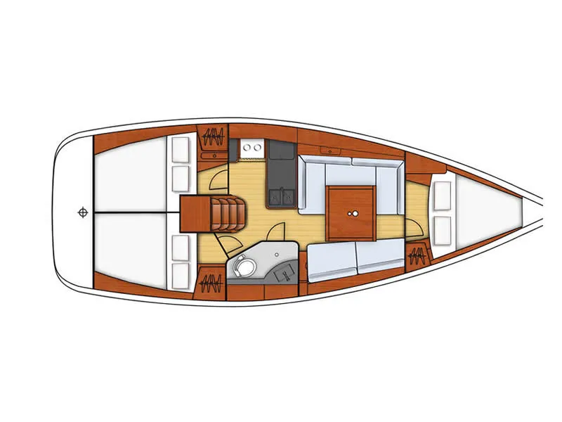 Floor plan of Christiana, a Beneteau Oceanis 34 sailboat at Municipal Unit of Nea Peramos, Greece