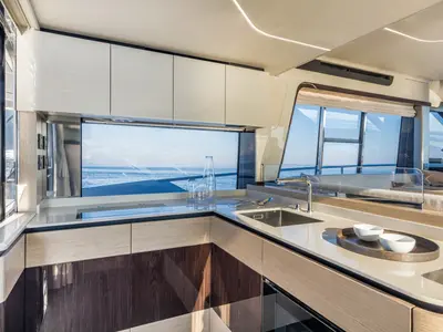 Galley of Riaz Tahia, a Absolute 47 Fly motorboat at Primošten, Croatia