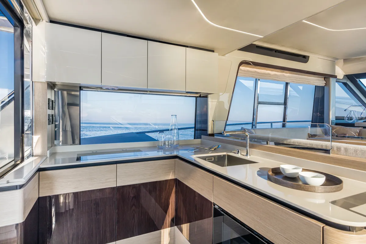 Galley of Riaz Tahia, a Absolute 47 Fly motorboat at Primošten, Croatia