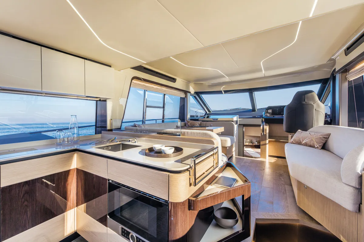 Galley of Riaz Tahia, a Absolute 47 Fly motorboat at Primošten, Croatia