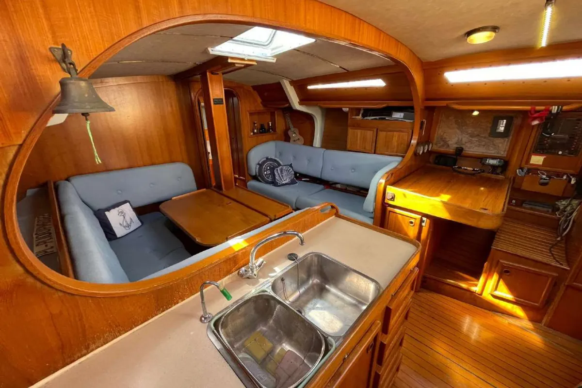 Galley of Lili Marleen, a Jeanneau Sun Legende 41 sailboat at Horta, Portugal