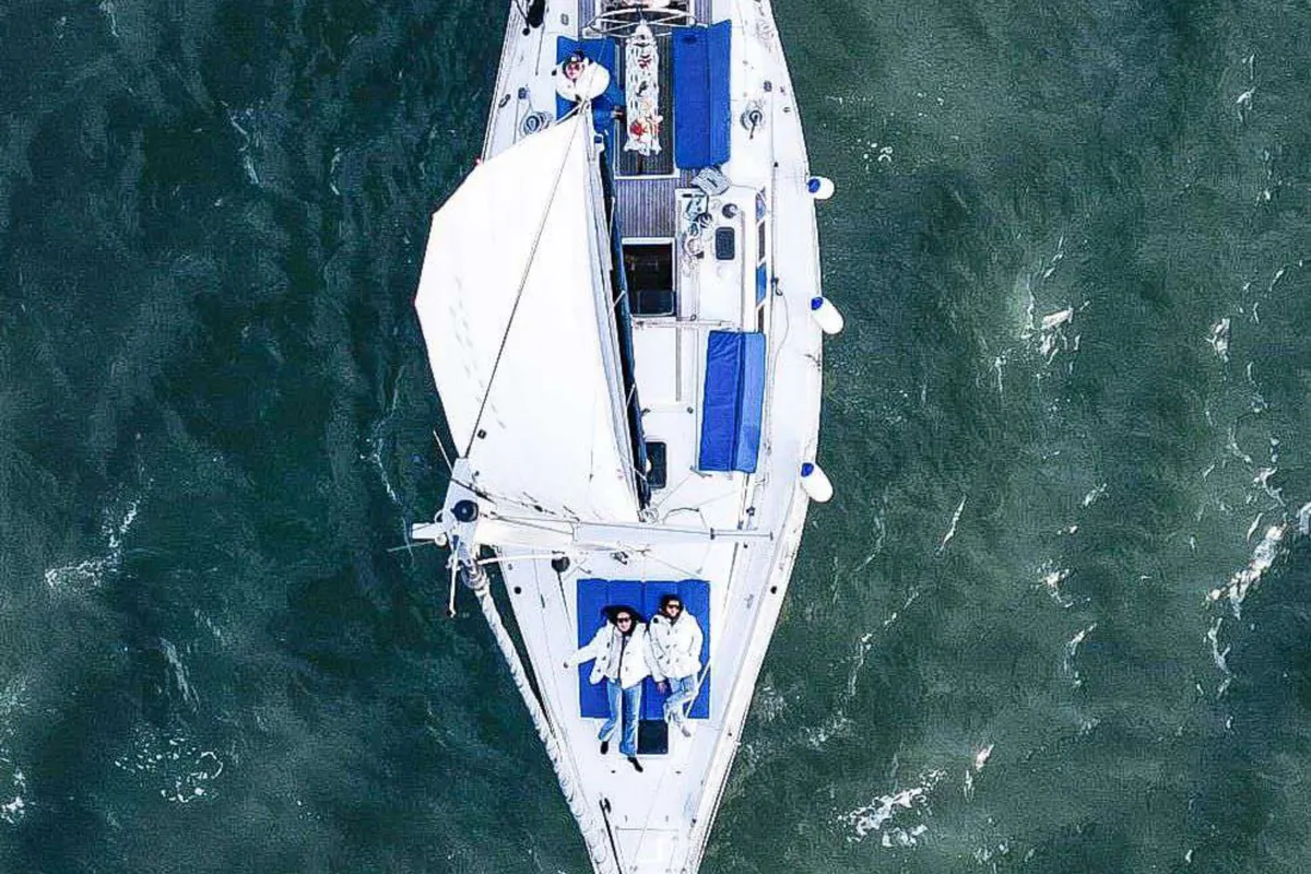 Exterior view of Lili Marleen, a Jeanneau Sun Legende 41 sailboat at Horta, Portugal