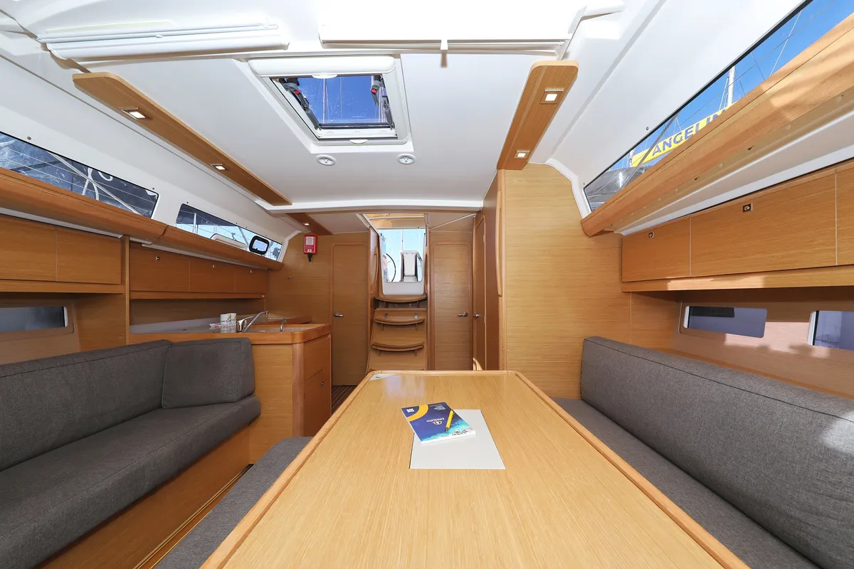 Salon of Delta, a Dufour 412 GL sailboat at Grad Biograd na Moru, Croatia