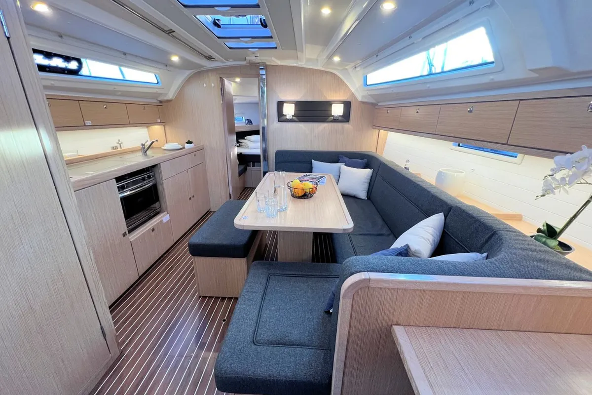 Salon of Panda III, a Bavaria Cruiser 41 sailboat at Grad Pula, Croatia
