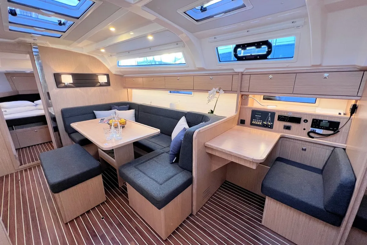 Salon of Panda III, a Bavaria Cruiser 41 sailboat at Grad Pula, Croatia