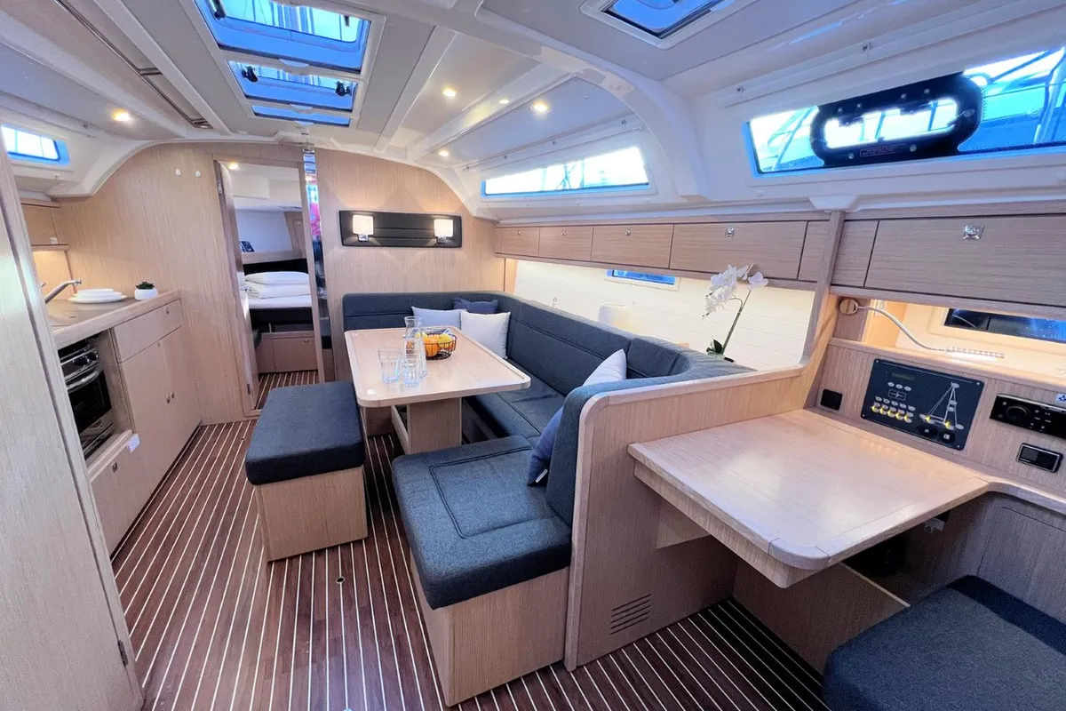 Salon of Panda III, a Bavaria Cruiser 41 sailboat at Grad Pula, Croatia