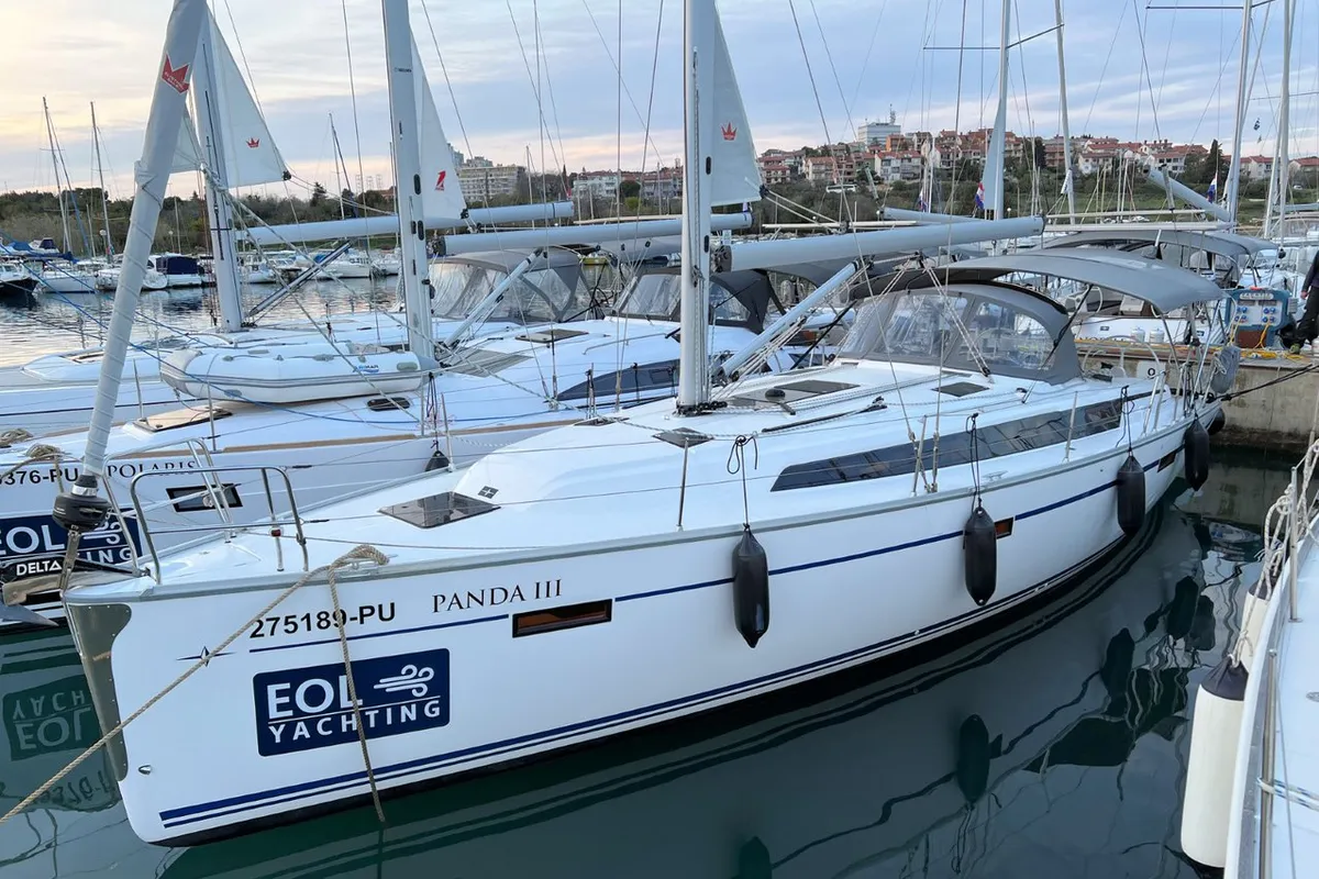 Exterior view of Panda III, a Bavaria Cruiser 41 sailboat at Grad Pula, Croatia