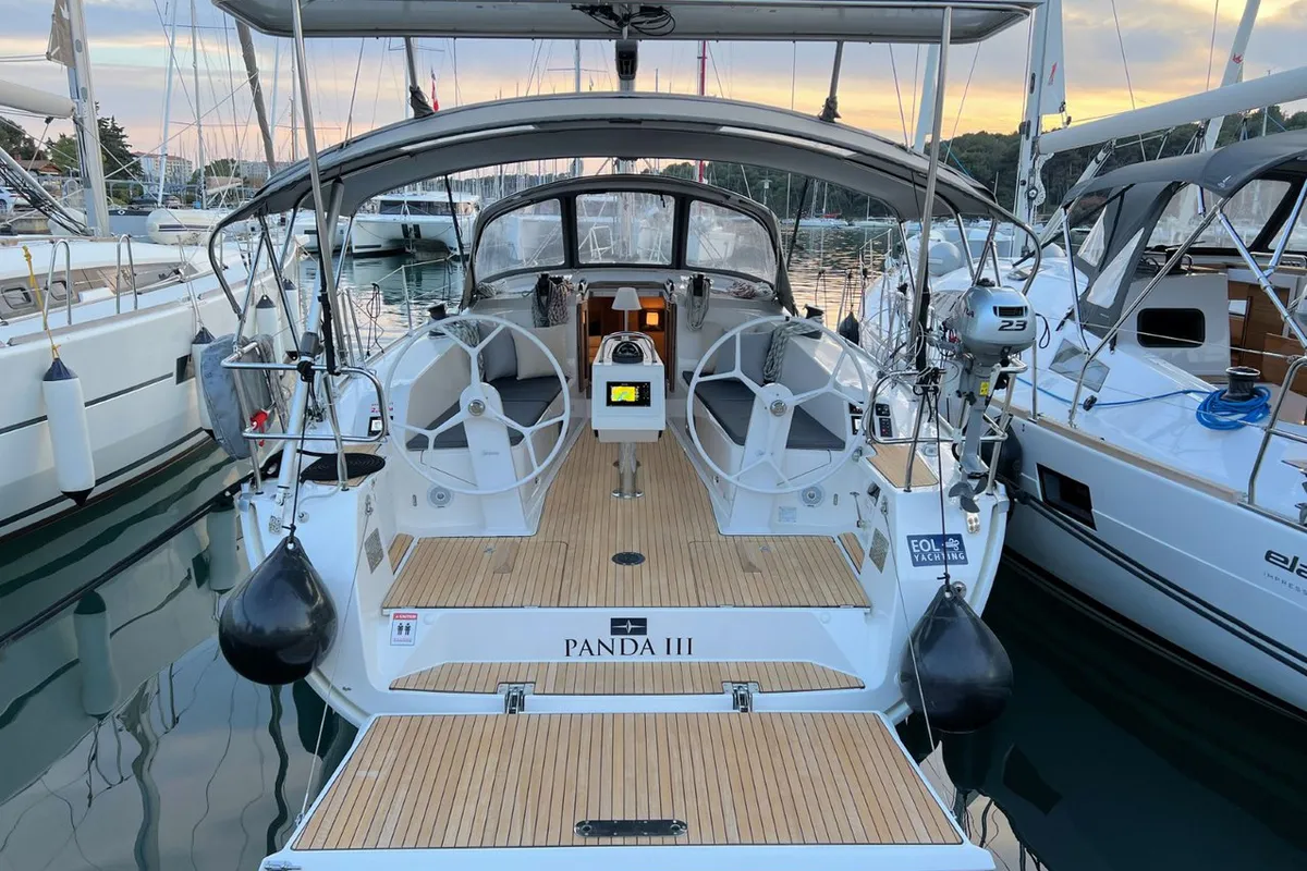 Exterior view of Panda III, a Bavaria Cruiser 41 sailboat at Grad Pula, Croatia