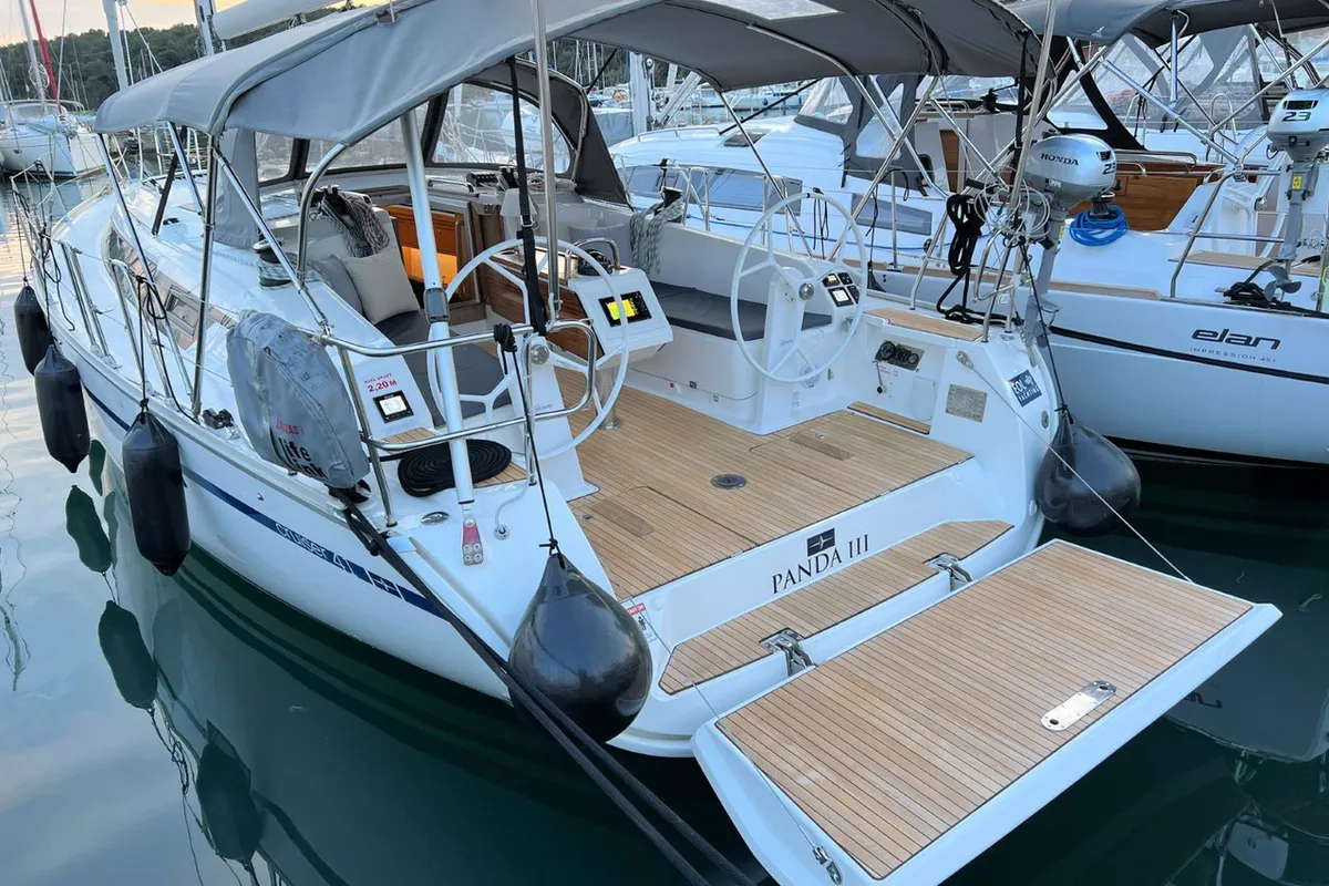 Exterior view of Panda III, a Bavaria Cruiser 41 sailboat at Grad Pula, Croatia