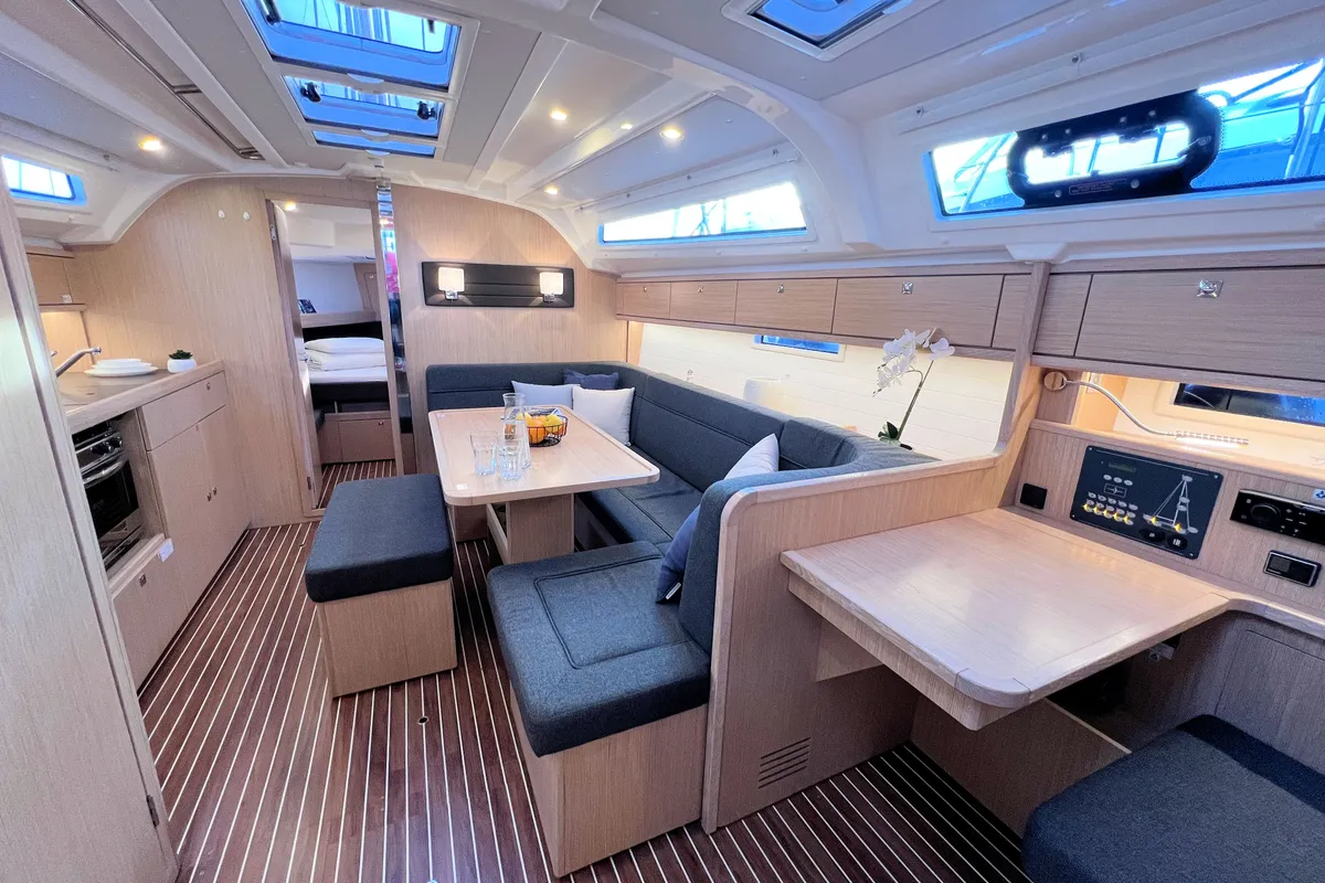 Salon of Panda III, a Bavaria Cruiser 41 sailboat at Grad Pula, Croatia