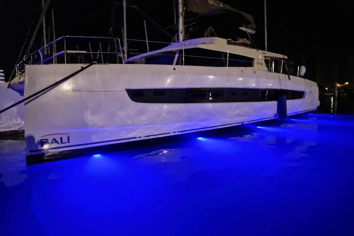 Exterior view of Blue Ocean, a Bali 5.4 catamaran at Marigot, France