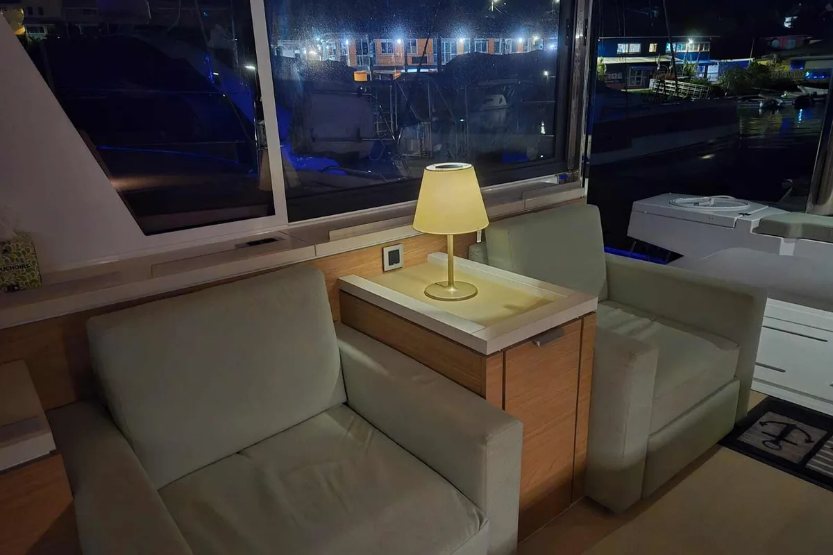 Salon of Blue Ocean, a Bali 5.4 catamaran at Marigot, France