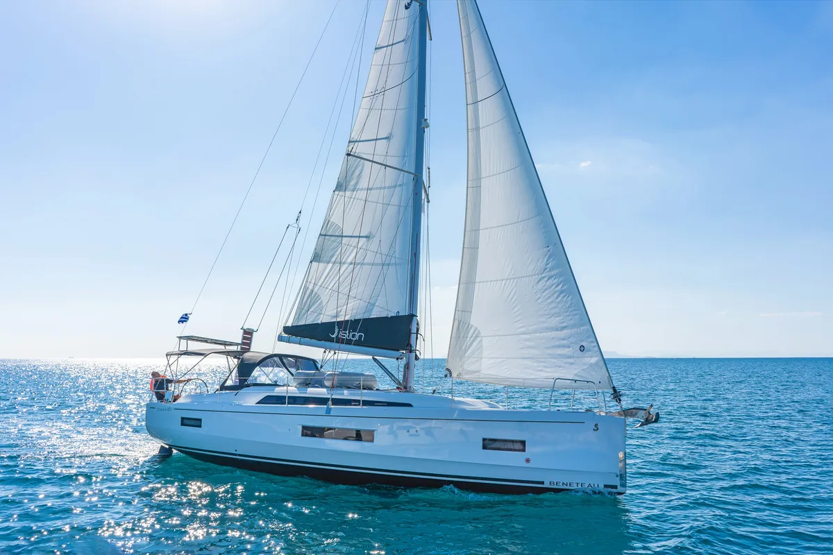 Exterior view of Ariadne, a Beneteau Oceanis 40.1 sailboat at Municipal Unit of Lefkada, Greece