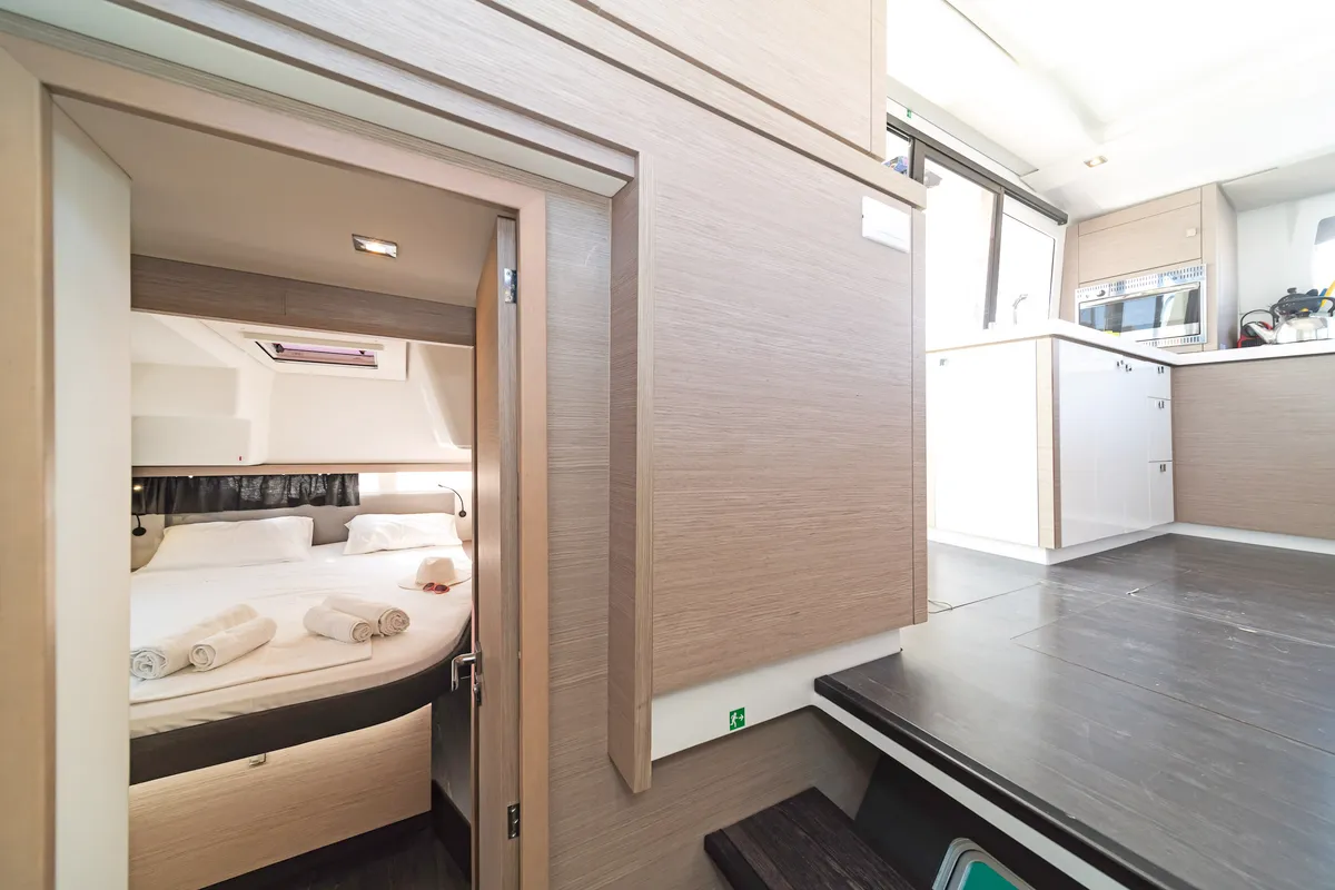 Fortuna, a Fountaine Pajot Lucia 40 catamaran at Municipal Unit of Rhodes, Greece