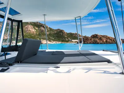 Deck of Calipso, a Lagoon 46 catamaran at Lu Palau/Palau, Italy