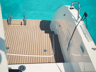 Deck of Calipso, a Lagoon 46 catamaran at Lu Palau/Palau, Italy