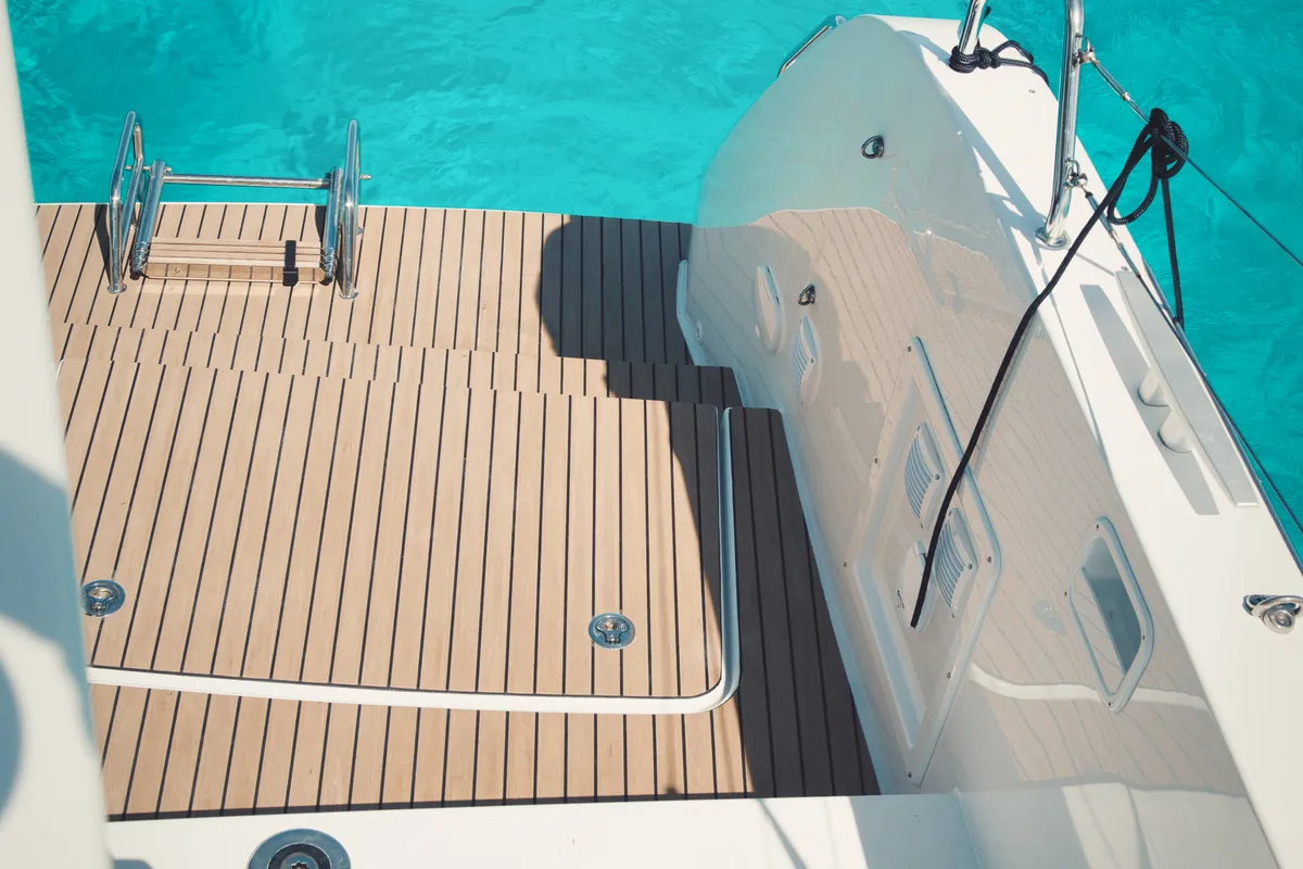 Deck of Calipso, a Lagoon 46 catamaran at Lu Palau/Palau, Italy