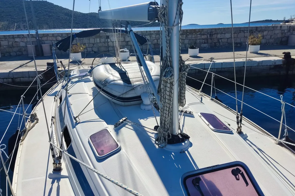 Deck of Ra, a Bavaria 38 sailboat at Općina Marina, Croatia