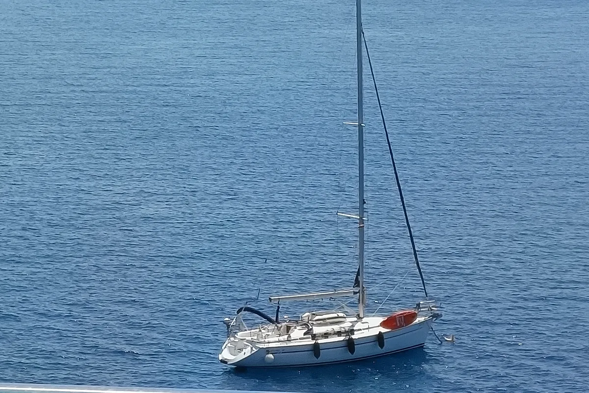 Exterior view of Ra, a Bavaria 38 sailboat at Općina Marina, Croatia
