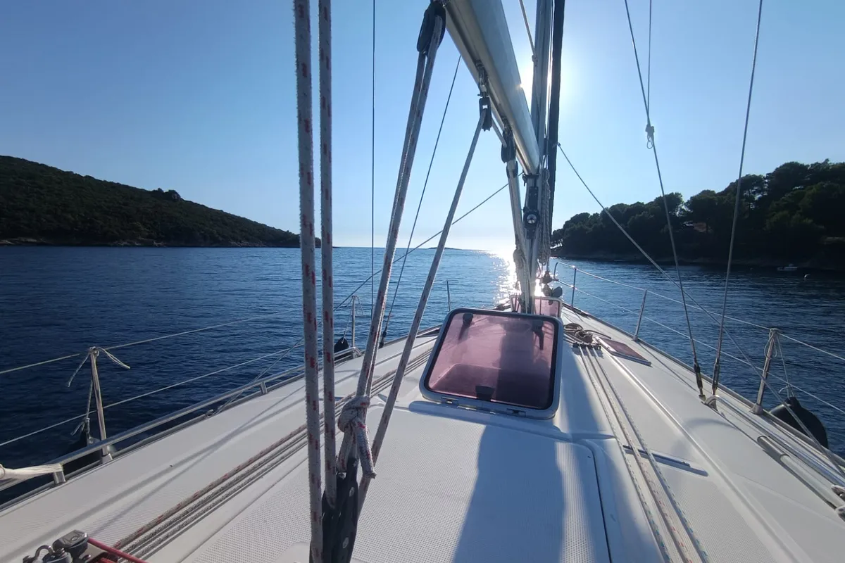 Deck of Ra, a Bavaria 38 sailboat at Općina Marina, Croatia