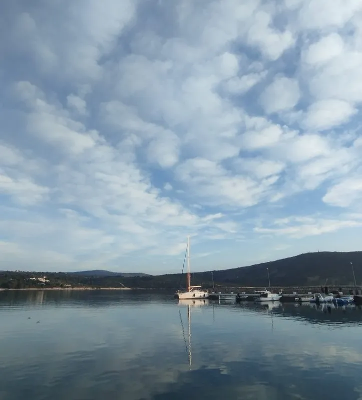 Exterior view of Ra, a Bavaria 38 sailboat at Općina Marina, Croatia