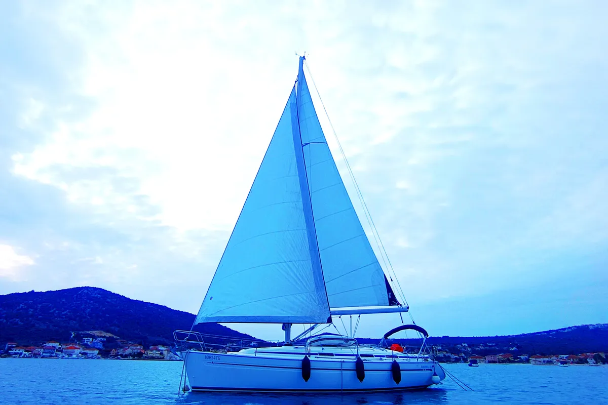 Exterior view of Ra, a Bavaria 38 sailboat at Općina Marina, Croatia