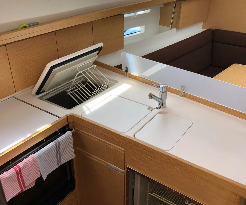 Galley of Laali, a Elan Impression 40 sailboat at Grad Pula, Croatia