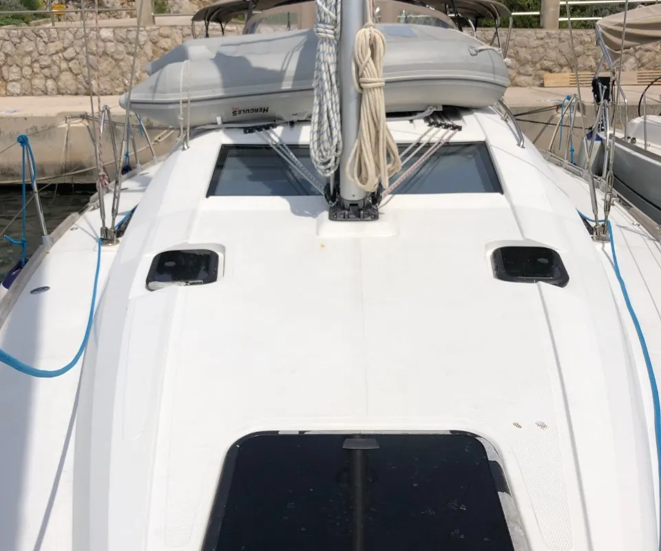 Deck of Laali, a Elan Impression 40 sailboat at Grad Pula, Croatia