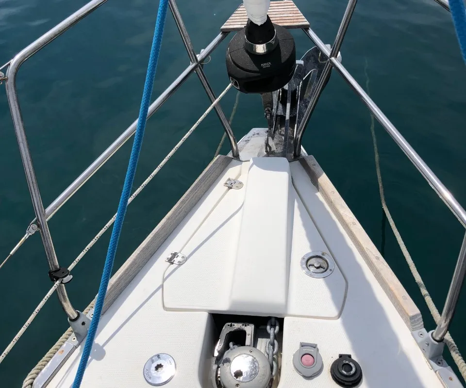 Deck of Laali, a Elan Impression 40 sailboat at Grad Pula, Croatia
