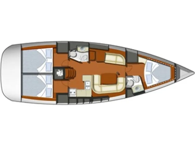 Floor plan of Bill Maira, a Jeanneau Sun Odyssey 42 i sailboat at Preveza, Greece