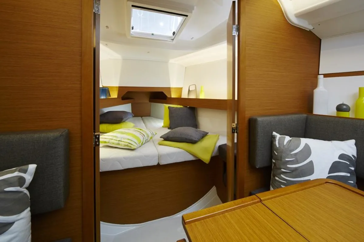 Cabin on Sunsail 34- 2/1 Classic, a Jeanneau Sun Odyssey 349 sailboat at Municipal Unit of Lefkada, Greece