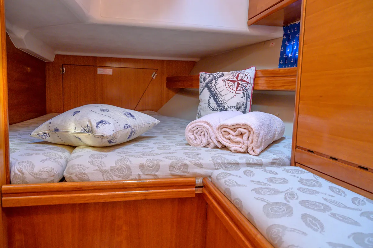Cabin on Baba Sails, a Bavaria 40 Cruiser sailboat at Pallini Municipal Unit, Greece
