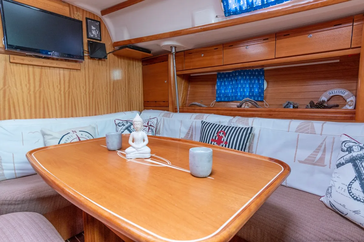 Salon of Baba Sails, a Bavaria 40 Cruiser sailboat at Pallini Municipal Unit, Greece