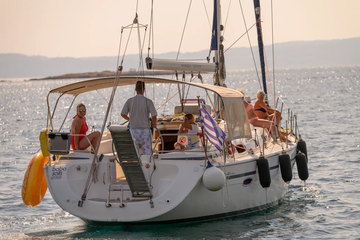 Deck of Baba Sails, a Bavaria 40 Cruiser sailboat at Pallini Municipal Unit, Greece