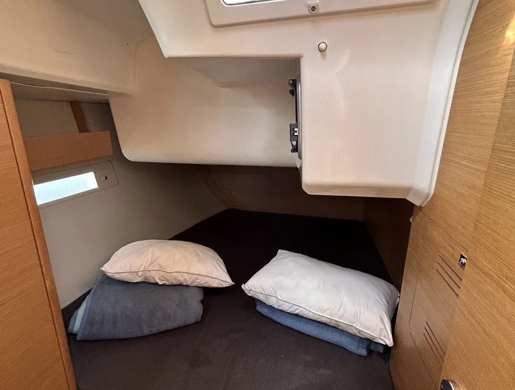 Cabin on Artemis, a Dufour 412 GL sailboat at Kontokali, Greece