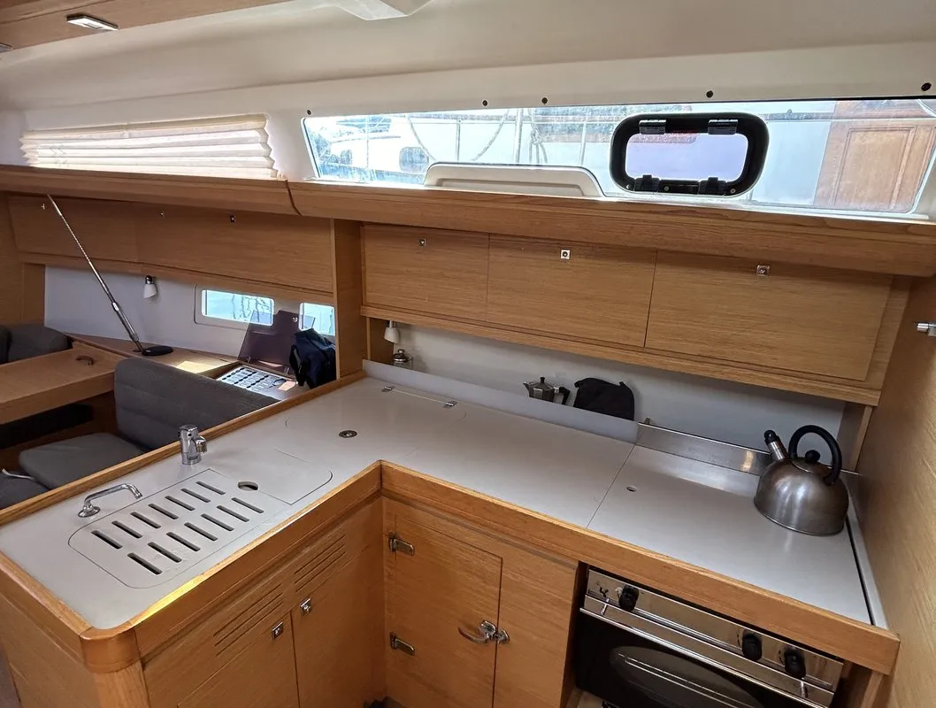 Galley of Artemis, a Dufour 412 GL sailboat at Kontokali, Greece