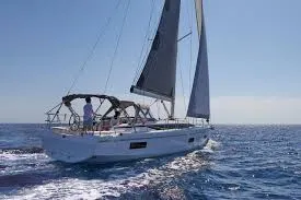 Exterior view of Galini, a Bavaria C38 sailboat at Municipal Unit of Rhodes, Greece