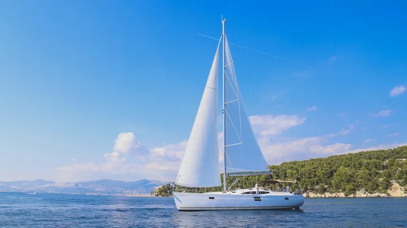 Exterior view of Virginia, a Elan Impression 50 sailboat at Split, Croatia